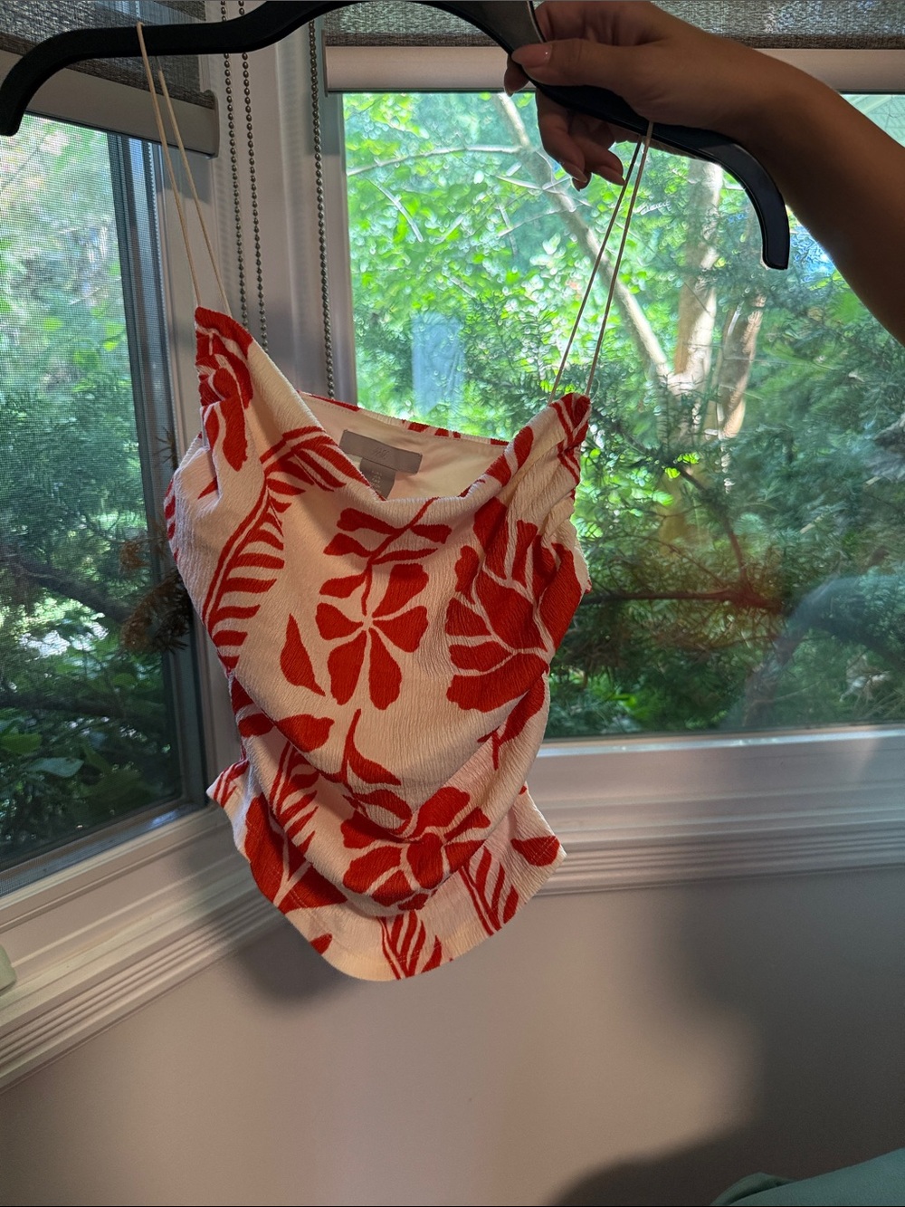 Kids Floral Print One-Piece Swimsuit in Red and White